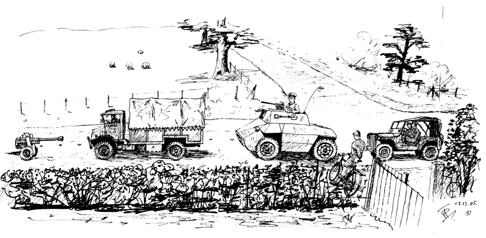 Раскраски колонны военной техники